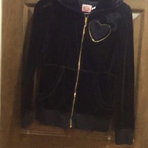 Juicy couture black velour zip hoodie